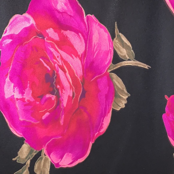 Black Floral Sleeveless Chiffon Overlay Lined Dress - Picture 9 of 9